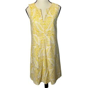 LOFT Shift Dress Womens 4 Floral Lace Split Neck Sleeveless Retro Preppy Brunch